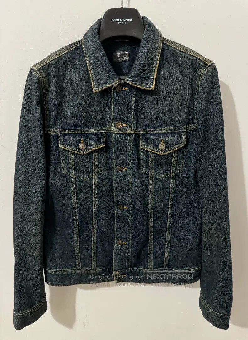 Saint Laurent Paris Saint Laurent Paris Retro Dark Blue Basic Denim Jacket Size US L / EU 52-54 / 3 - 1 Thumbnail