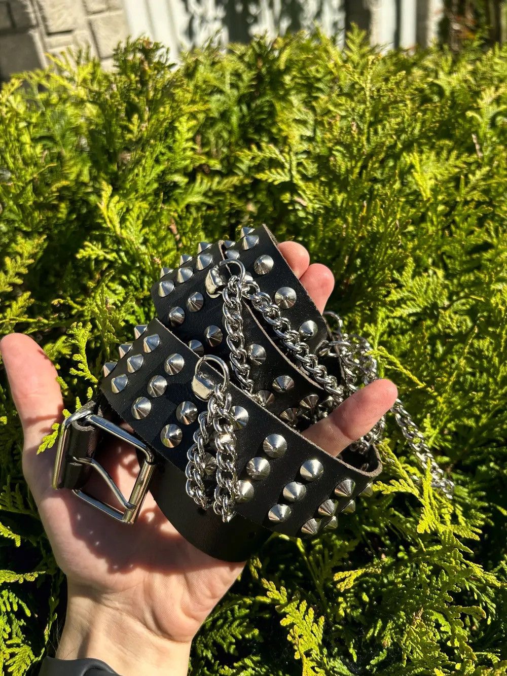 B.B. Simon × Hysteric Glamour Vintage Avant Garde Black Leather Belt Hand Drip Punk Style Size ONE SIZE - 2 Thumbnail
