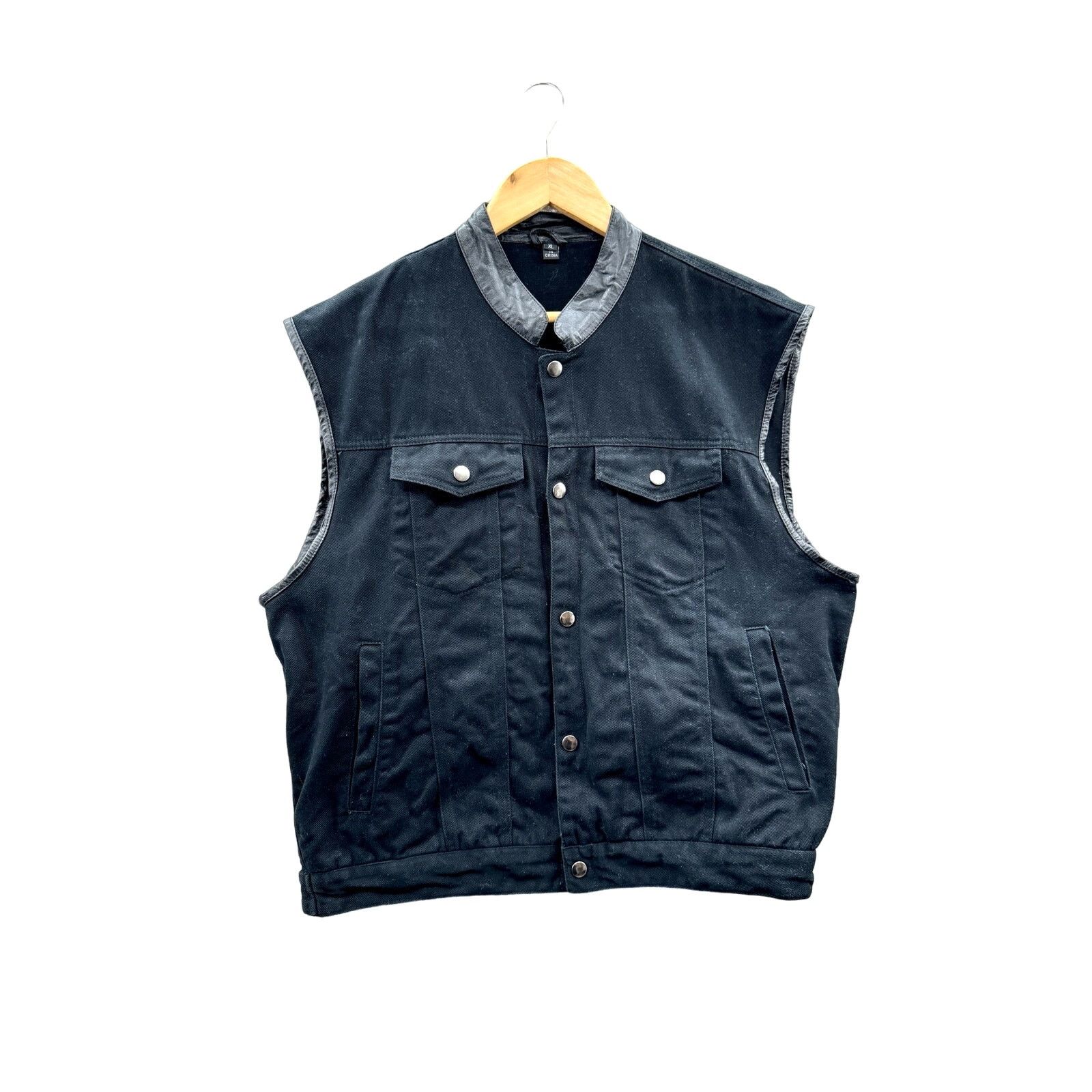 Vintage Vintage 2000's "Outta Control" Denim Biker Vest Size US XL / EU 56 / 4 - 1 Thumbnail
