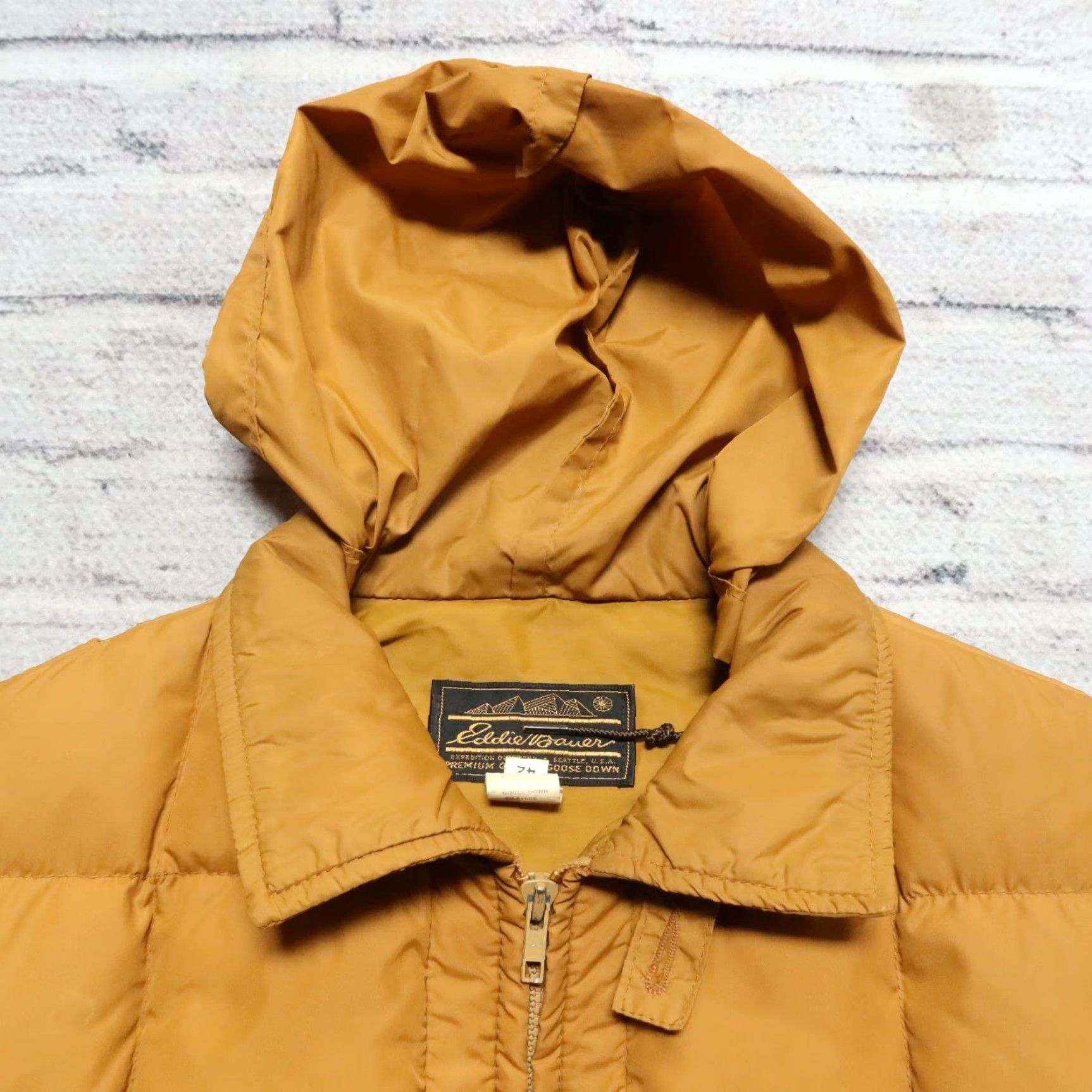 Eddie Bauer VINTAGE Eddie Bauer Quilted Down Jacket Men's Mustard 42 Nylon Skyliner Goose Rising Sun 70s Size US XS / EU 42 / 0 - 7 Thumbnail