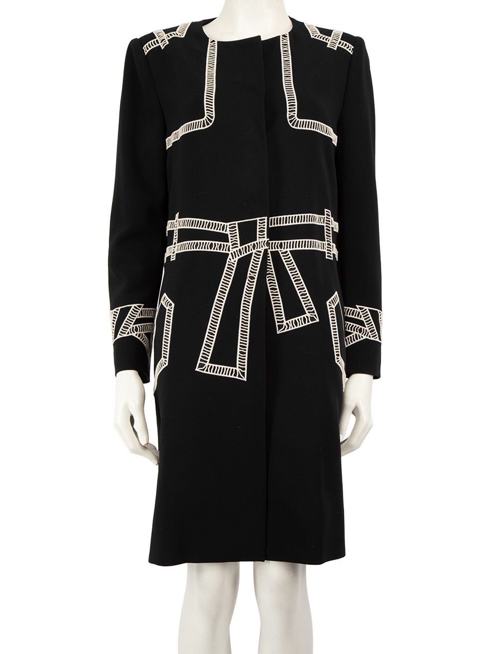 image of Moschino Black Lace Trimmed Illusion Coat, Women's (Size Medium)