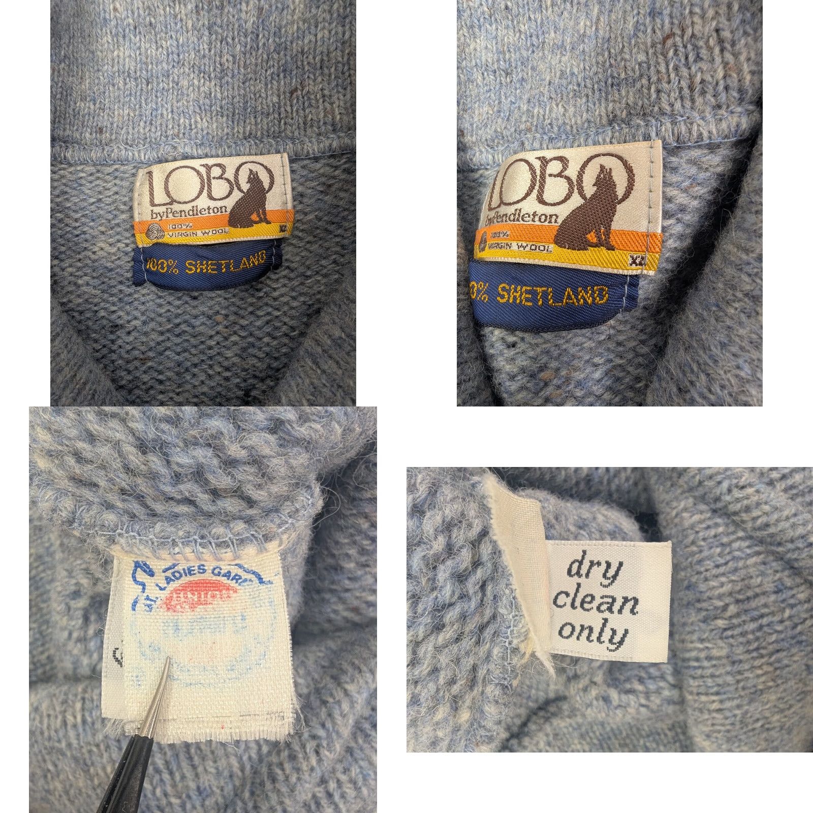 Pendleton Vtg Lobo Pendleton Virgin Shetland Wool Shawl Collar Sweater Size XL Union Made レディース Wool 100% Pullover Blue Grey Size XL / US 12-14 / IT 48-50 - 8 Thumbnail