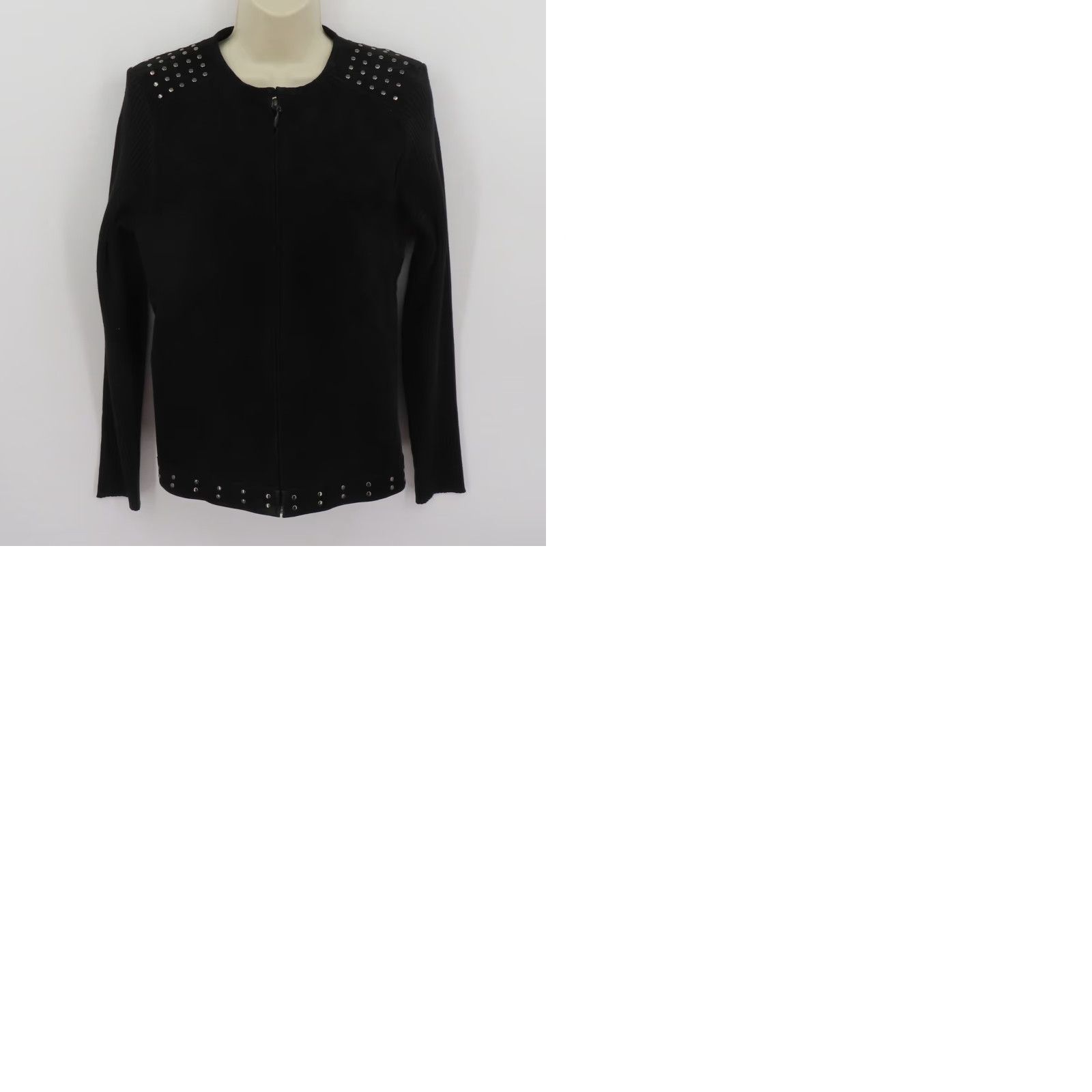 Vintage VINTAGE Escapade Jacket Women L Black Leather Knit Light Zippered Coat Size L / US 10 / IT 46 - 9 Thumbnail
