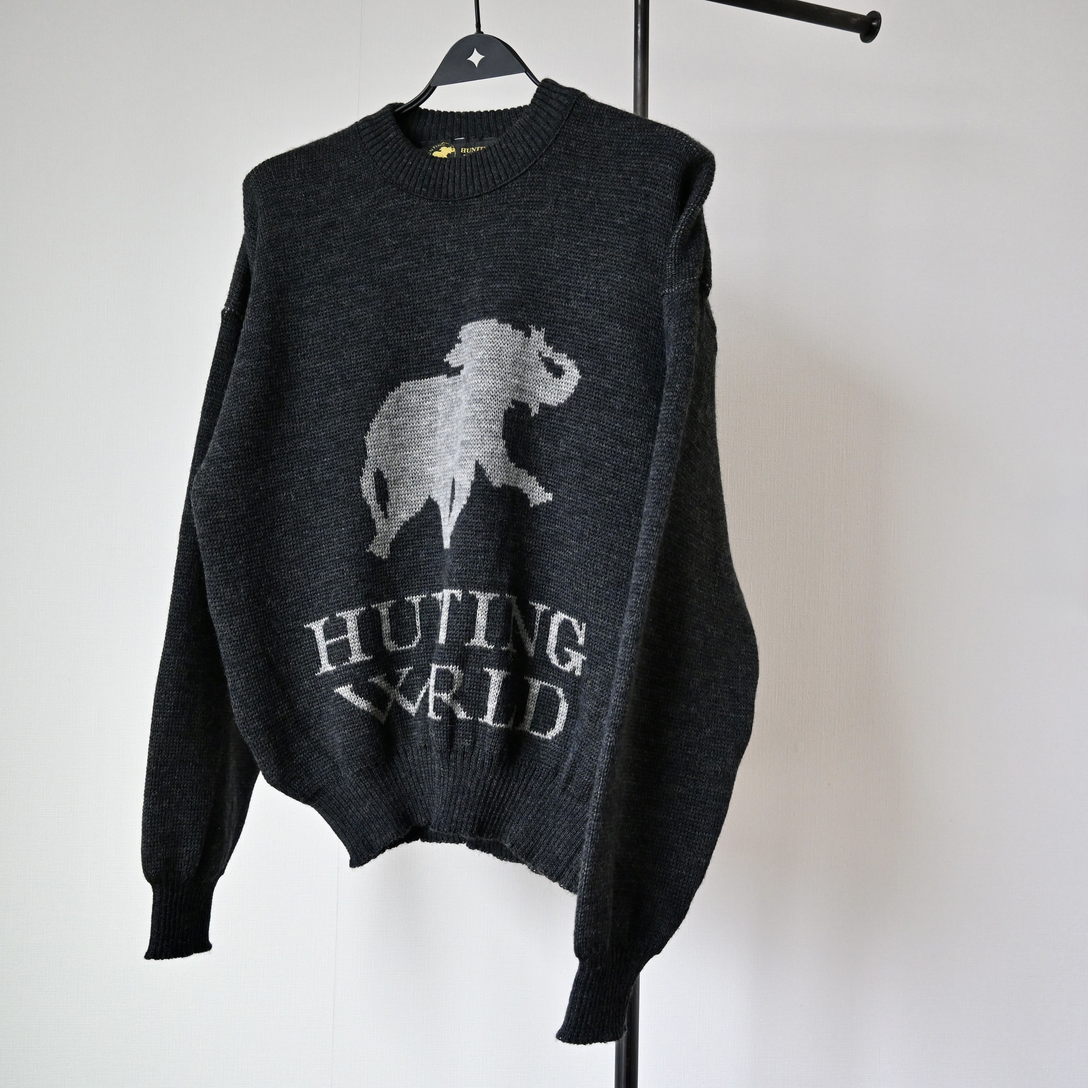 Vintage VTG 1990s HUNTING WORLD iconic logo knit sweater, made in UK Size US M / EU 48-50 / 2 - 16 Thumbnail