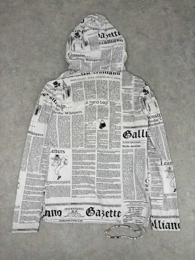 John Galliano 2000s John Galliano Black & White Gazette Newspaper Light Hoodie Size US M / EU 48-50 / 2 - 5 Thumbnail