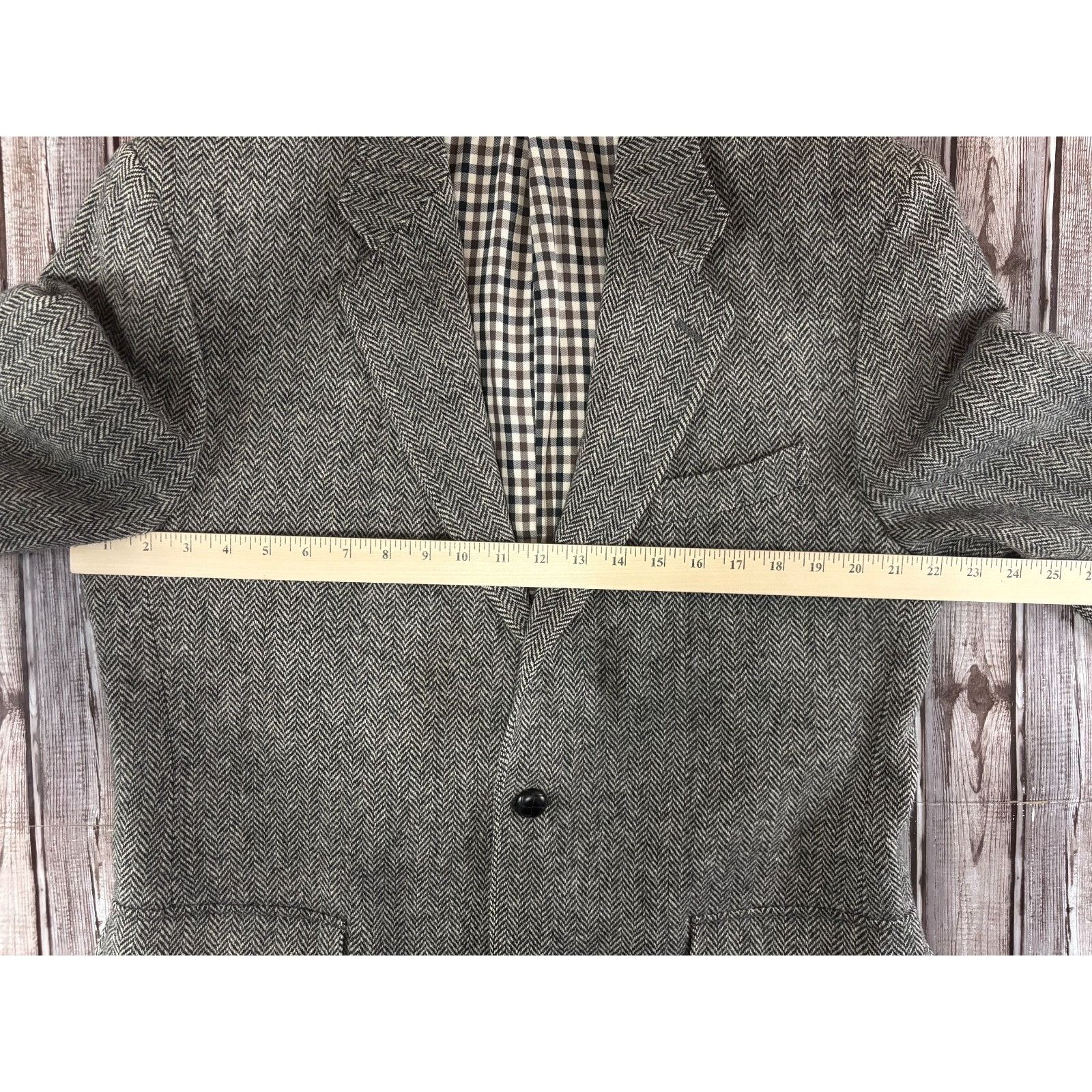 Polo Ralph Lauren Lauren Ralph Lauren Herringbone Elbow Patch 100% Wool Blazer Size 44R - 7 Thumbnail