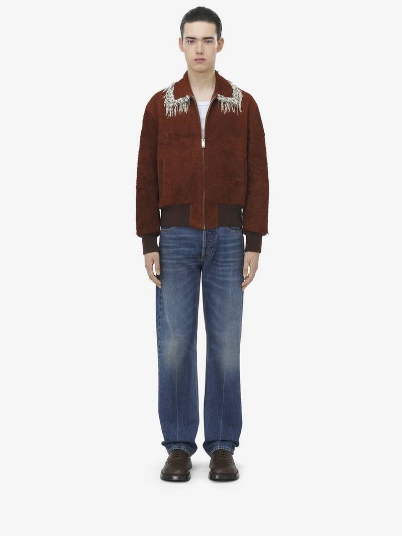 Alexander McQueen o1srvl11e0226 Raw Suede Bomber Jacket In Brown Size US XL / EU 56 / 4 - 3 Thumbnail