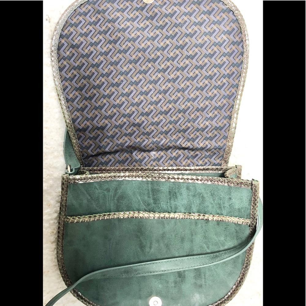 Steven green suede & faux snakeskin shoulder bag