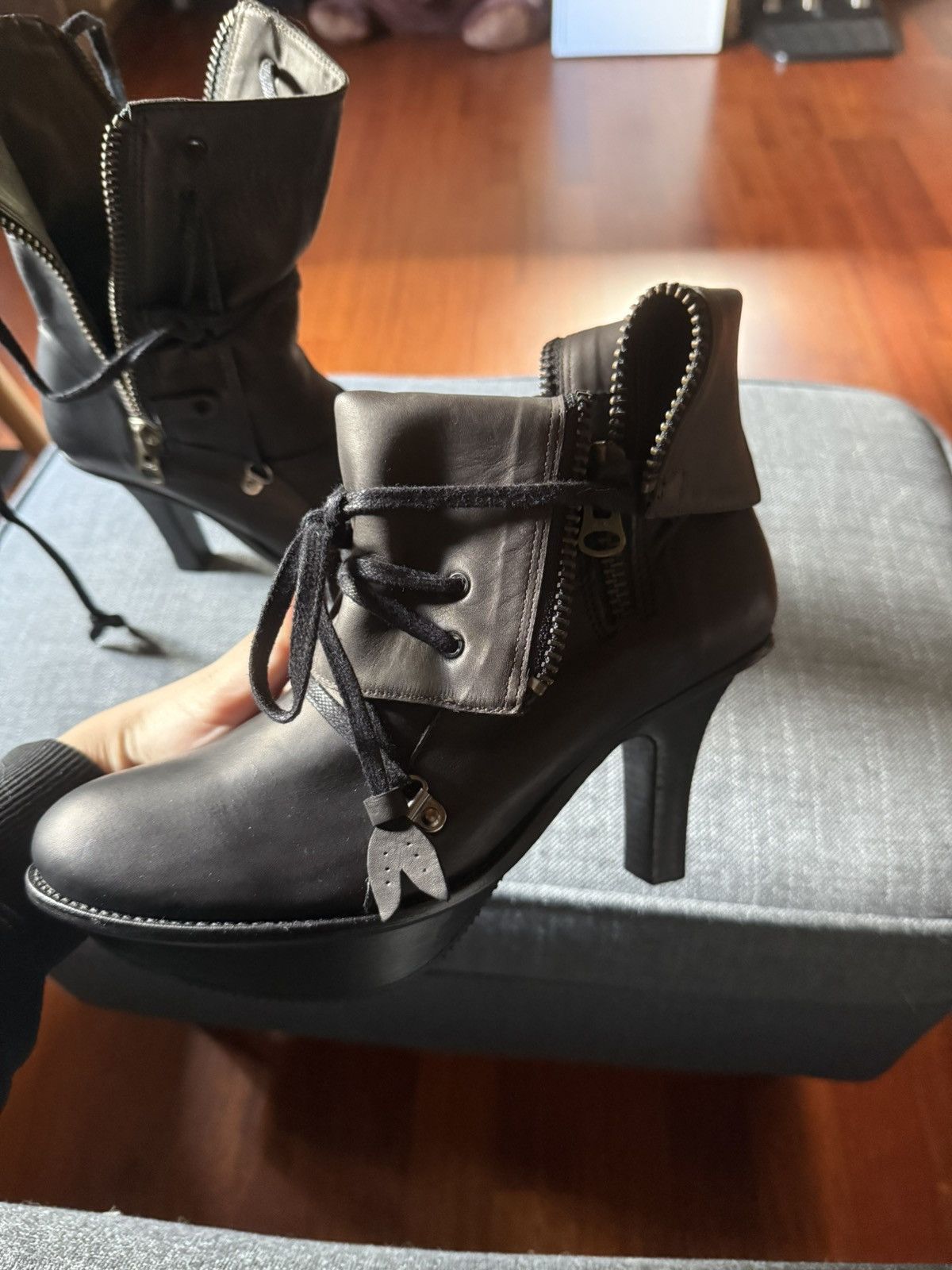 Marithé François Girbaud Archival High-Heeled Combat Boots
