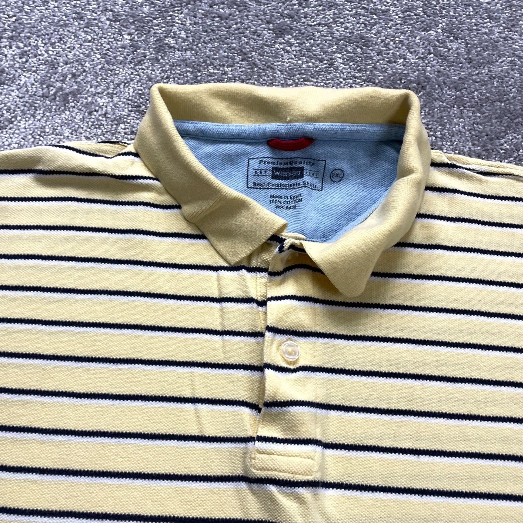 Wrangler Wrangler Polo Shirt Mens 2XL Yellow Cotton Striped Short Sleeve Casual Golf Top Size US XXL / EU 58 / 5 - 3 Thumbnail