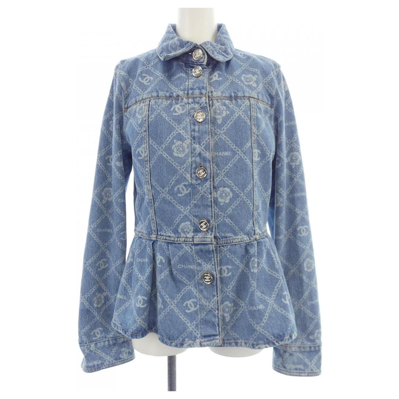 Chanel Chanel 23A CC Camelia Peplum Denim Jacket 34 Size XS / US 0-2 / IT 36-38 - 1 Thumbnail
