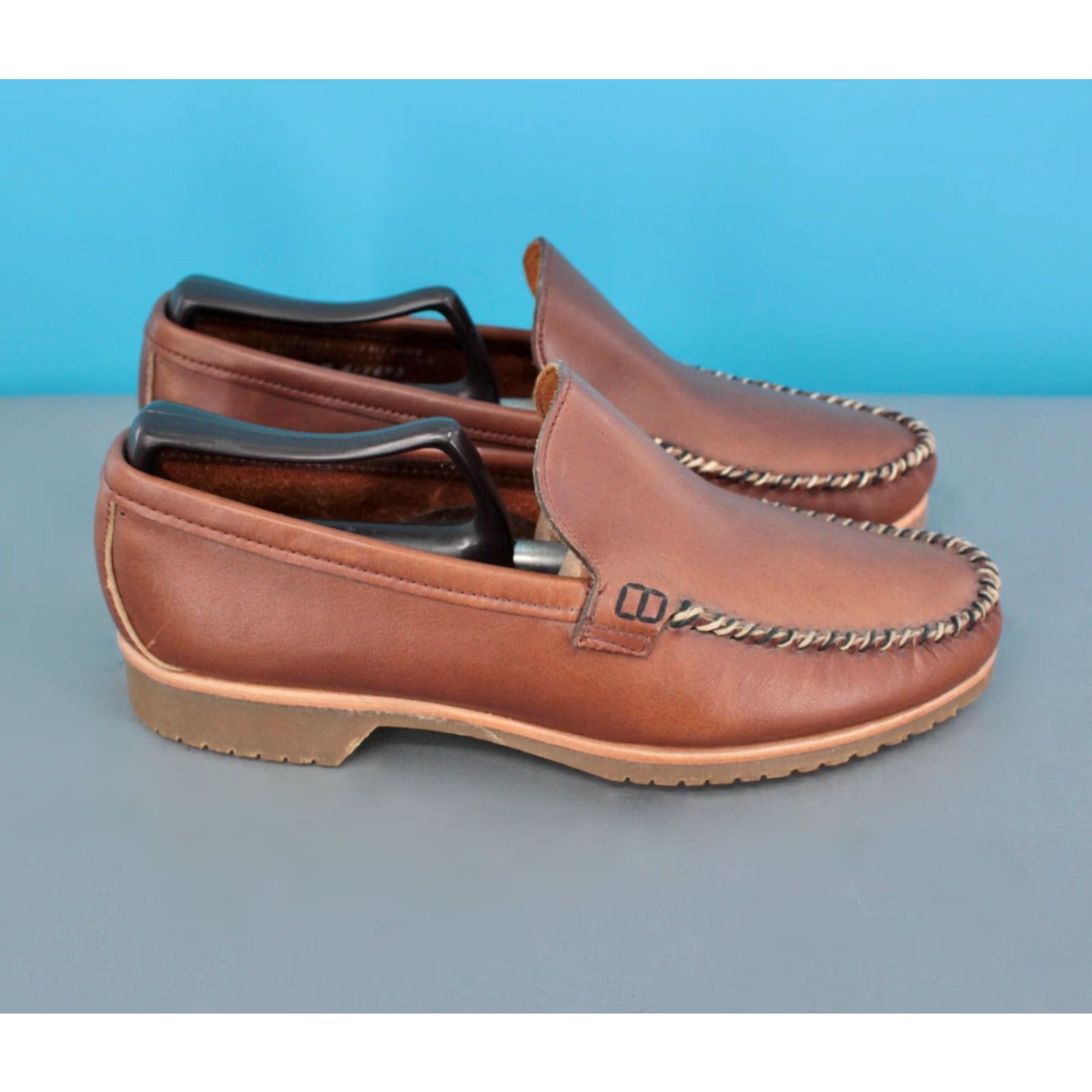 Hush Puppies VINTAGE Hush Puppies Loafers Men's 70s Brown Leather Size 7 M 1970s Disco Style Shoes Size ONE SIZE - 5 Thumbnail