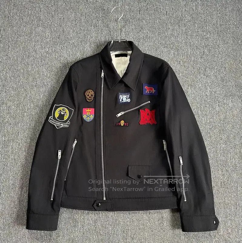 Alexander McQueen Alexander McQueen Black Cotton Embroidered Long Jacket . Size US XL / EU 56 / 4 - 1 Thumbnail