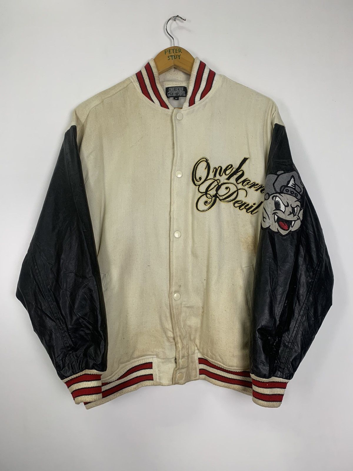 Japanese Brand × Vintage Vintage One Horn Ghost Devil Varsity Jacket Size US M / EU 48-50 / 2 - 9 Thumbnail