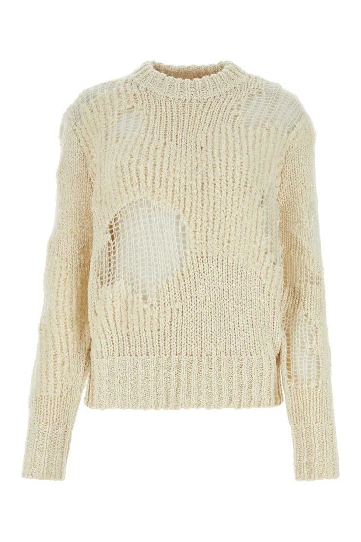 Chloe o1y0825 Crewneck Sweater in Off-White Size XS / US 0-2 / IT 36-38 - 1 Thumbnail