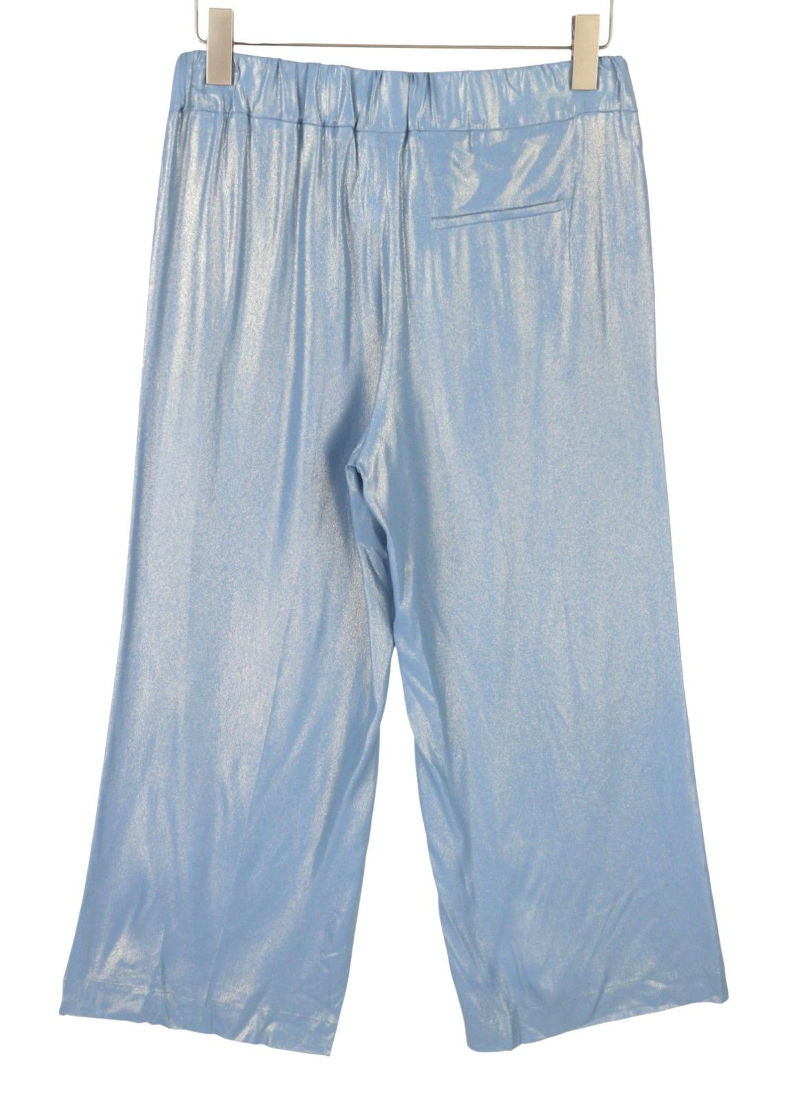 Max Mara EU38 Light Blue Glitter Silk Ankle Flared Trousers 88744 Size 28" / US 6 / IT 42 - 4 Thumbnail