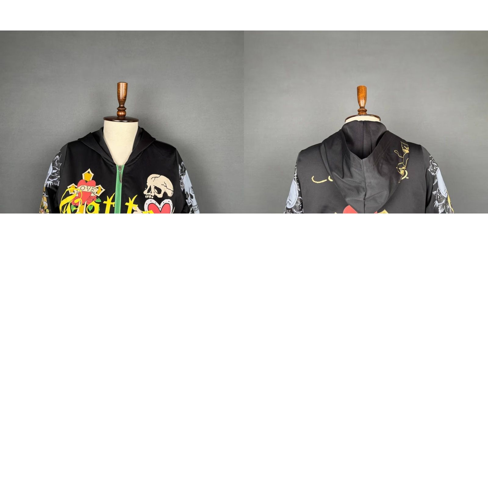 Ed Hardy Ed Hardy Love Women Track Jacket L Black Polyester Full Zipper Hooded Size L / US 10 / IT 46 - 8 Thumbnail