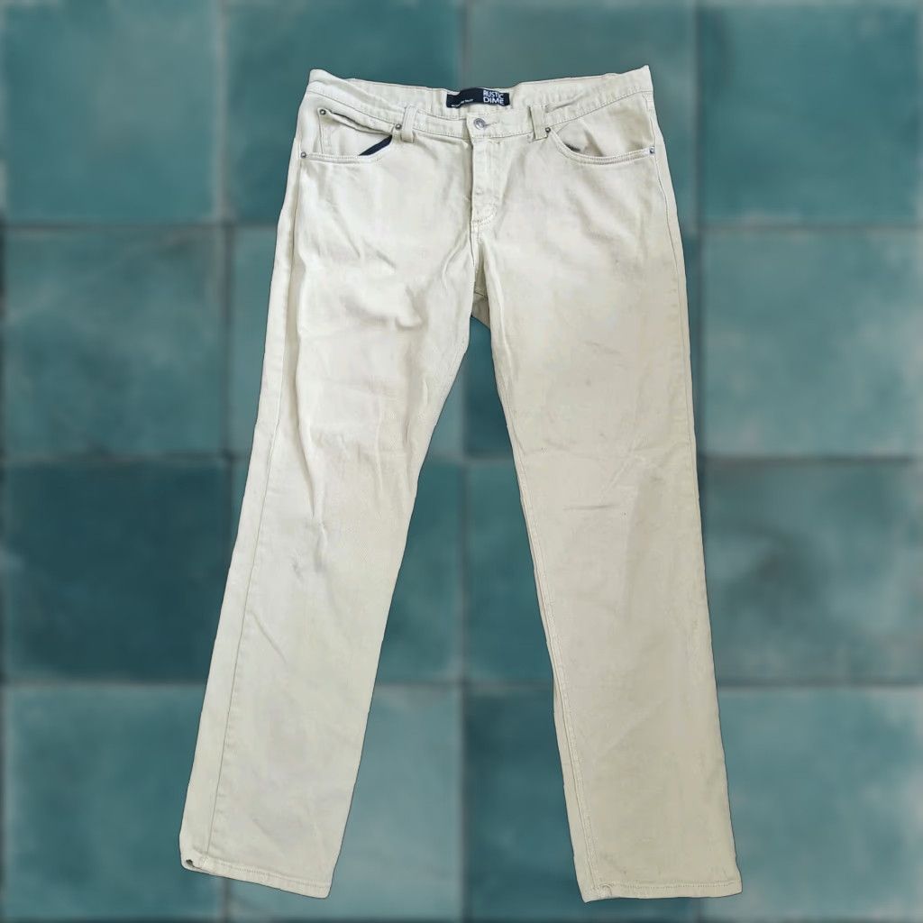 Vintage Rustic Dime Jeans Men Skinny Fit 34 Beige Khaki Cotton Blend Stretch 29 Inseam Size 34 Regular Solid Vintage No N/A Size US 34 / EU 50 - 1 Thumbnail