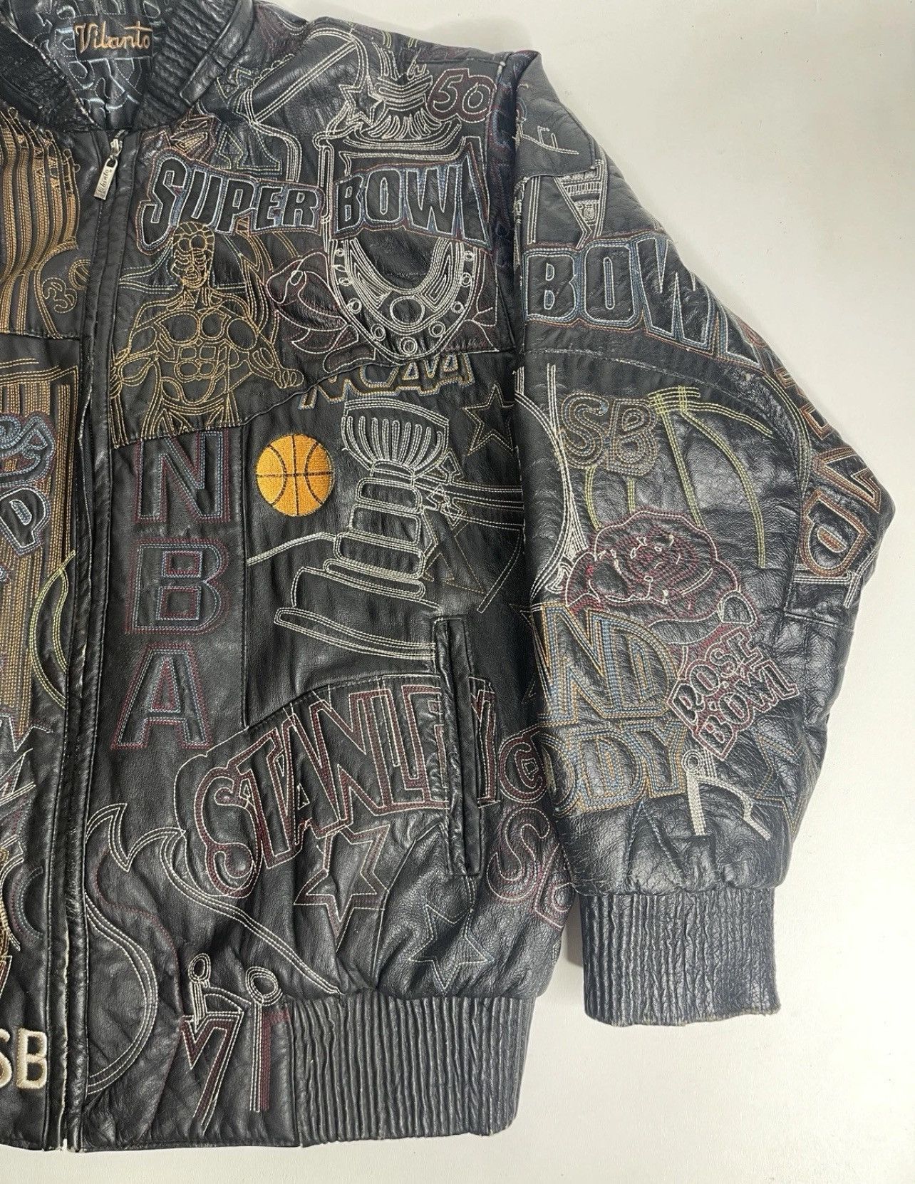 Vintage Vilanto Leather Jacket AOP 3XL Super Bowl World Series Size US XXL / EU 58 / 5 - 4 Thumbnail