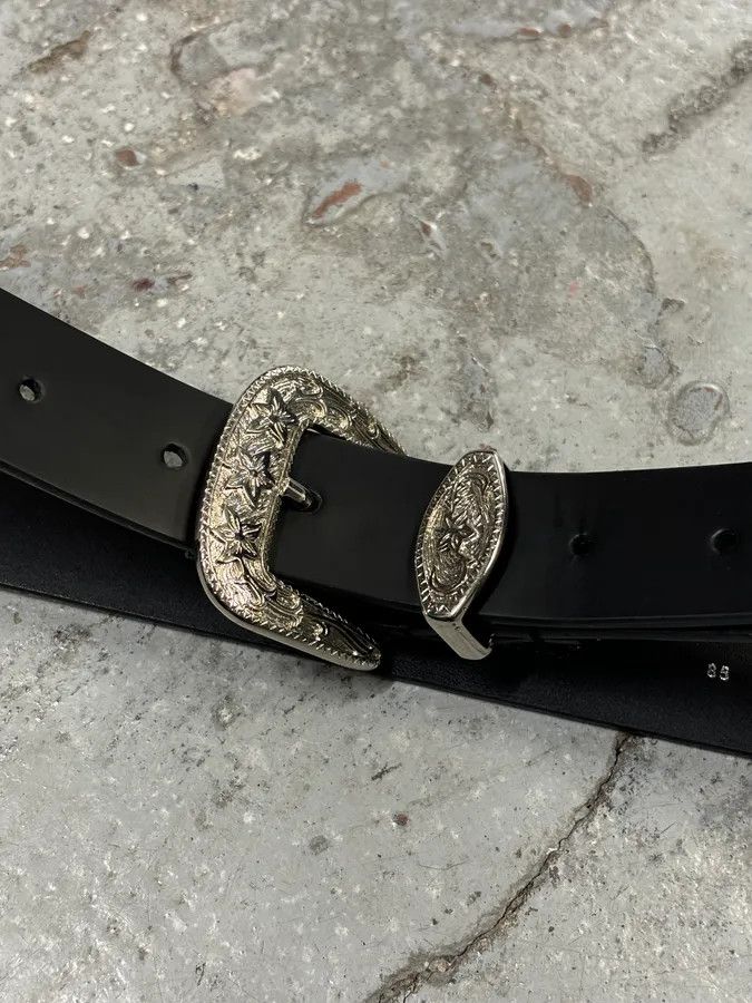 Dsquared2 2010s Dsquared2 Black Leather Western Silver Ornamental Belt Size ONE SIZE - 4 Thumbnail