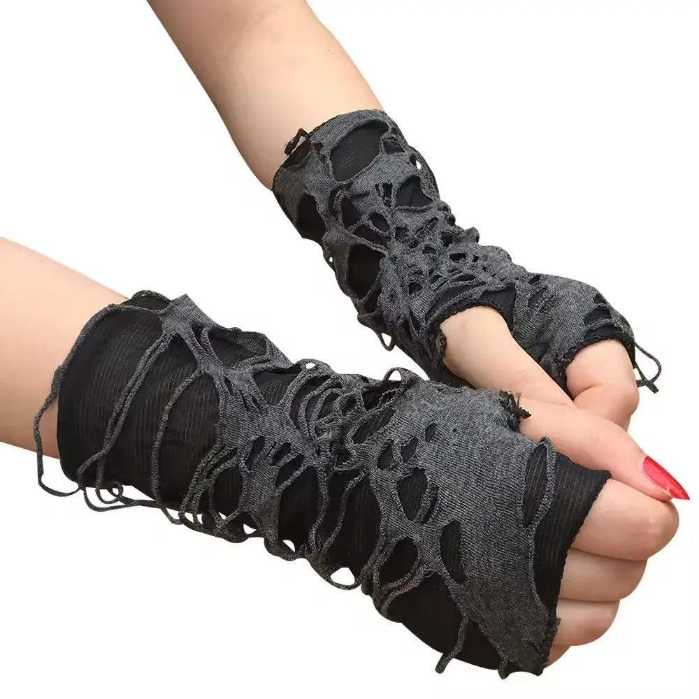Japanese Brand Gothic Black Gloves Fingerless Gloves Size ONE SIZE - 2 Thumbnail