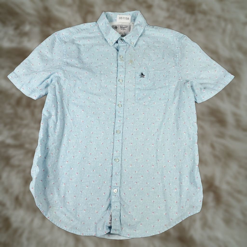 Original Penguin Original Penguin Blue Geometric Button-Up Shirt Men's Large Casual Short Sleeve Size US L / EU 52-54 / 3 - 1 Thumbnail
