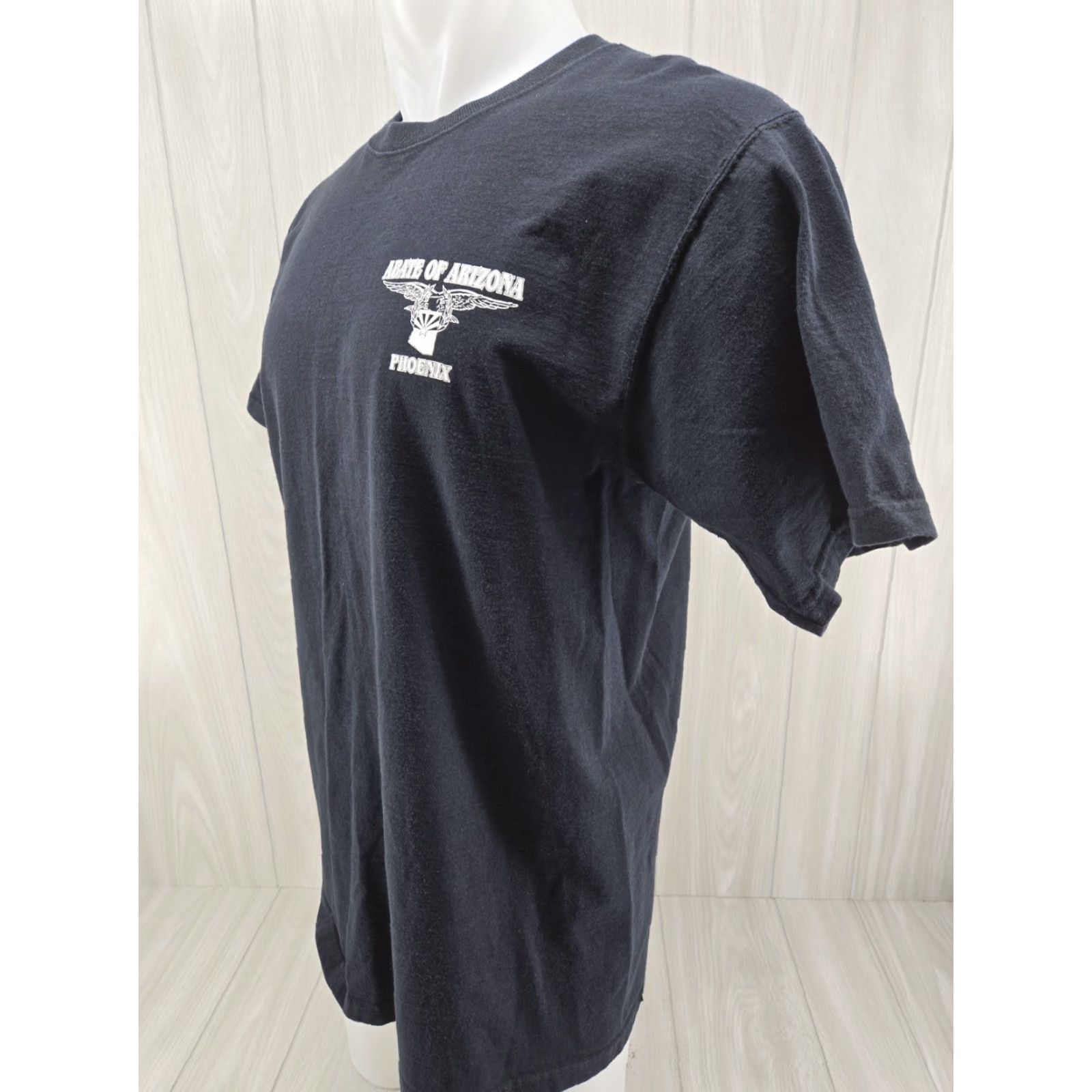Fruit Of The Loom VINTAGE Abate Of Arizona Phoenix Chapter Shirt L Black Cotton Graphic Print Crew Neck Short Sleeve Nike? Size US L / EU 52-54 / 3 - 4 Thumbnail