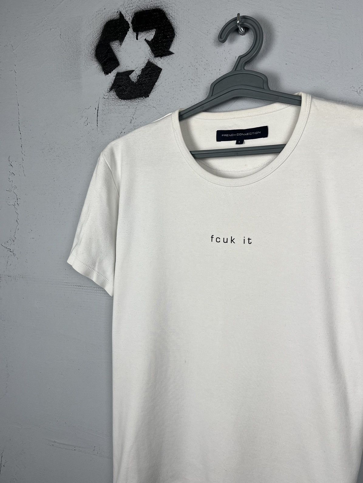 Pre-owned Fcuk X French Connection Vintage 00's French Connection / Fcuk It Jeans T-shirt In White