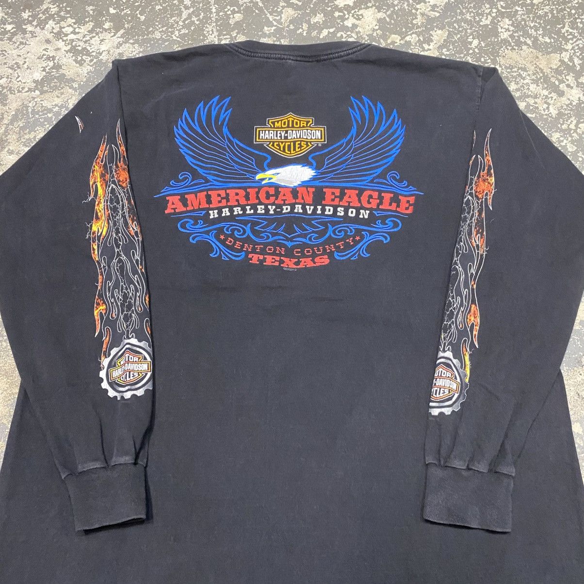 Vintage Vintage Harley Davidson Flame Flaming Long Sleeve Tshirt Size US XL / EU 56 / 4 - 7 Thumbnail