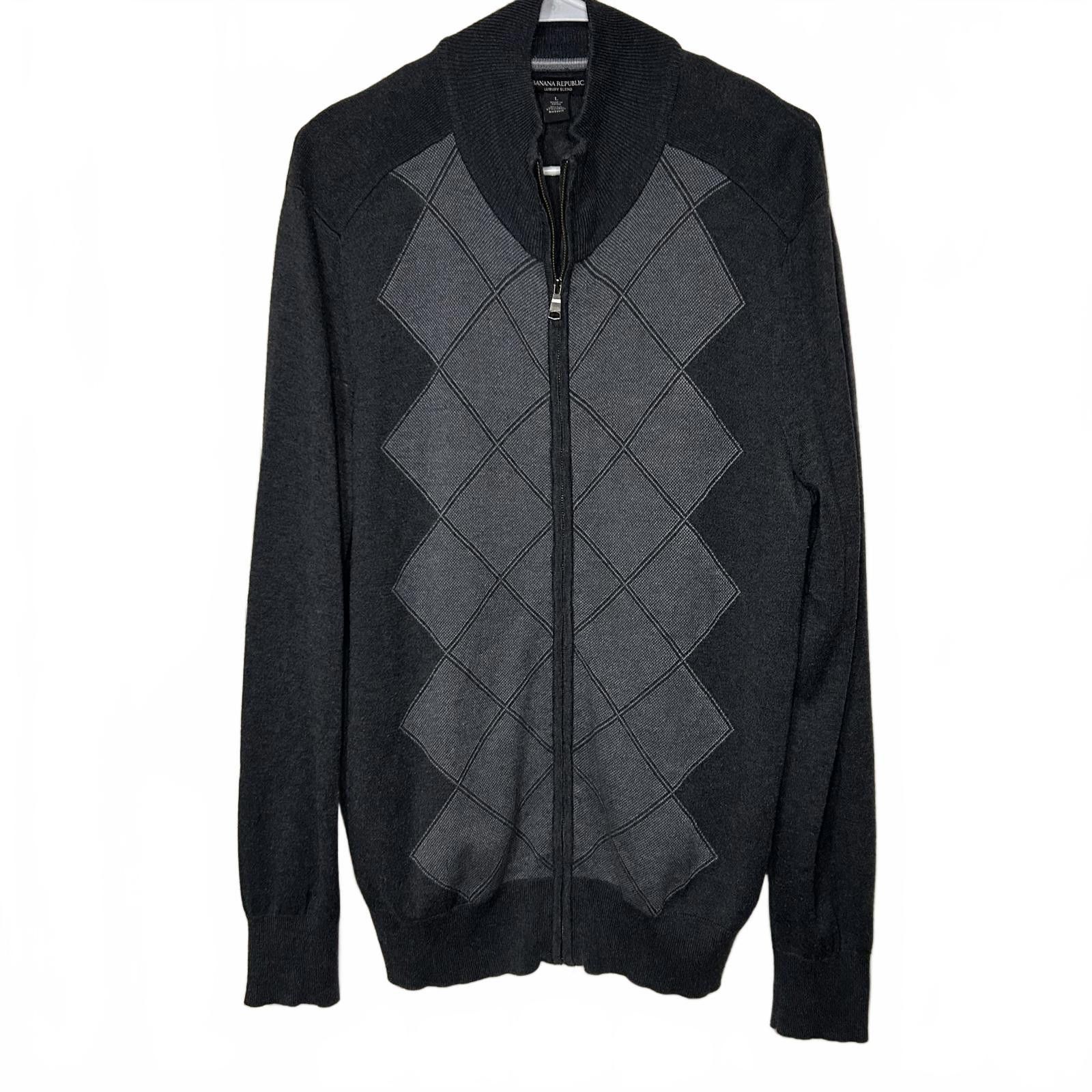 Banana Republic BR Luxury Blend Silk Cashmere Argyle Cardigan Men's Large Size US L / EU 52-54 / 3 - 4 Thumbnail