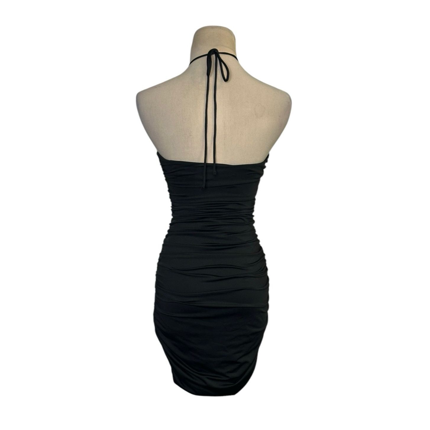 PRINCESS POLLY Princess Polly black halter cut out ruched mini dress size 2 Size XS / US 0-2 / IT 36-38 - 2 Thumbnail