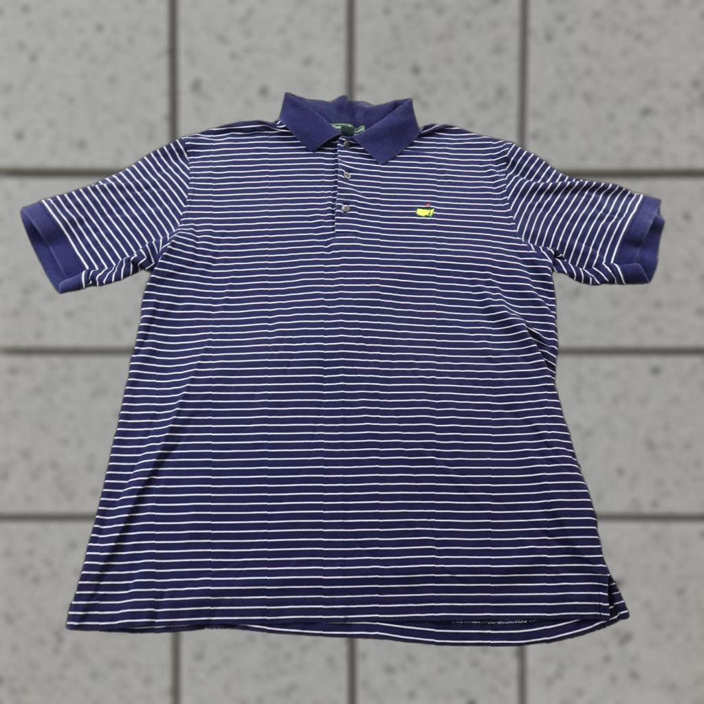 Vintage Masters Polo Shirt Mens L Blue White Stripe Pima Augusta National Golf Course Size US L / EU 52-54 / 3 - 1 Thumbnail