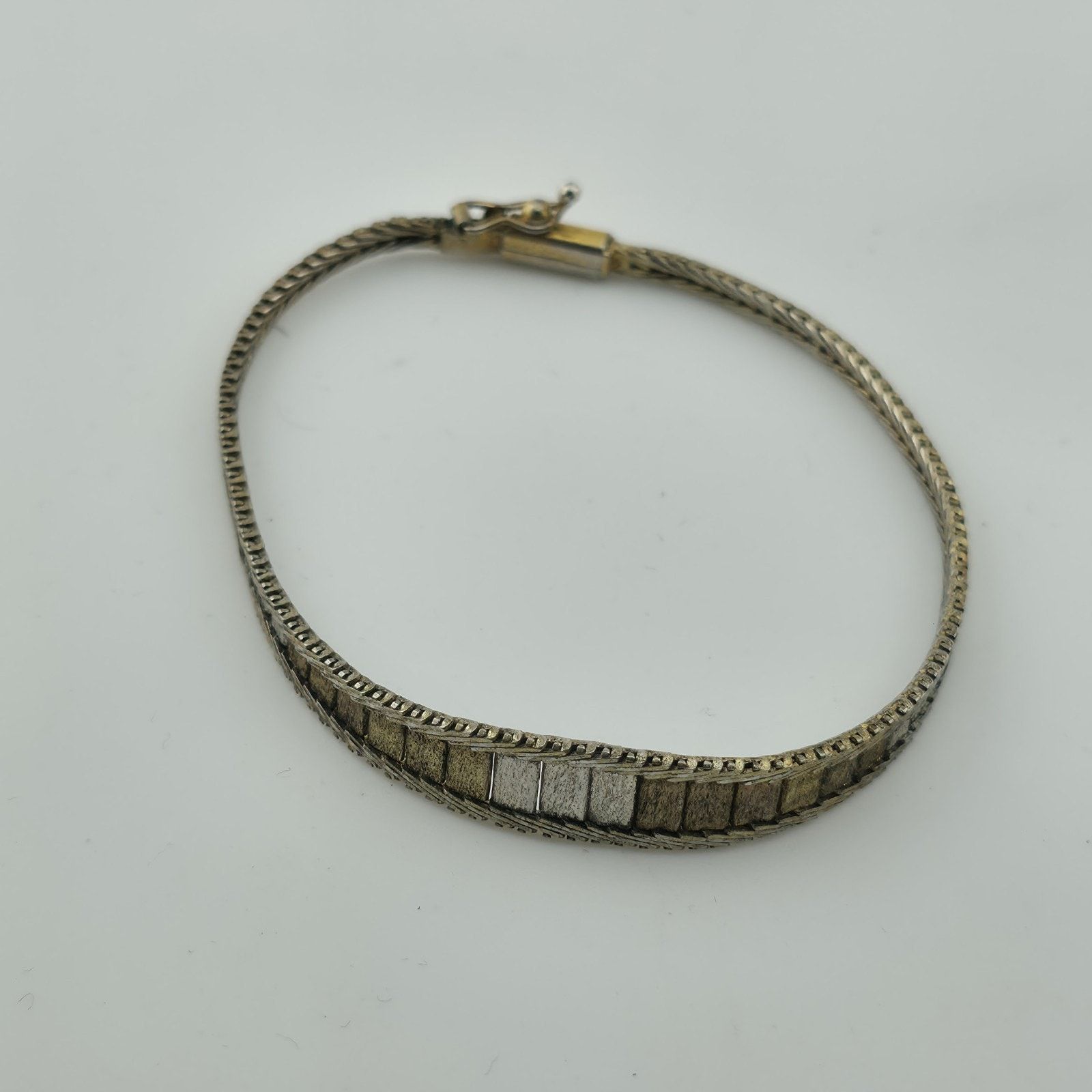 Other Sterling Silver Bracelet Two Tone Bracelet Panel Link 7" Size ONE SIZE - 2 Thumbnail