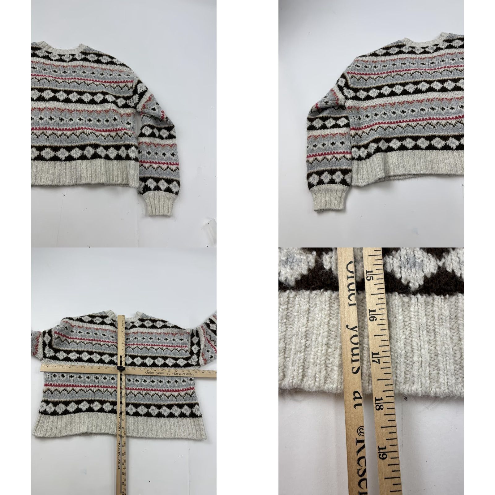 American Eagle Outfitters American Eagle Outfitters Cardigan Sweater Womens Small Gray Fair Isle Cropped V-Neck Knit Size S / US 4 / IT 40 - 8 Thumbnail