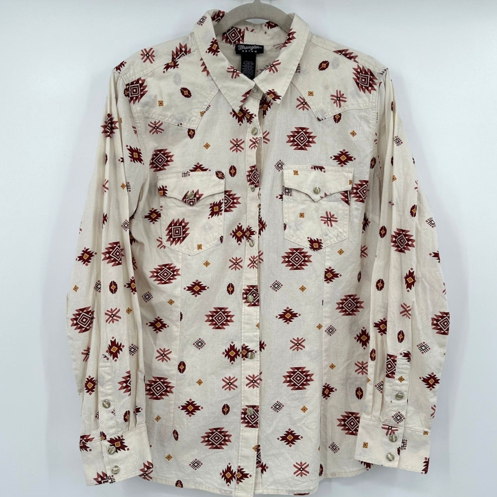 Wrangler Wrangler Retro Womens XL Southwestern Pearl Snap Westerncore Shirt Aztec Cowgirl Size XL / US 12-14 / IT 48-50 - 2 Thumbnail