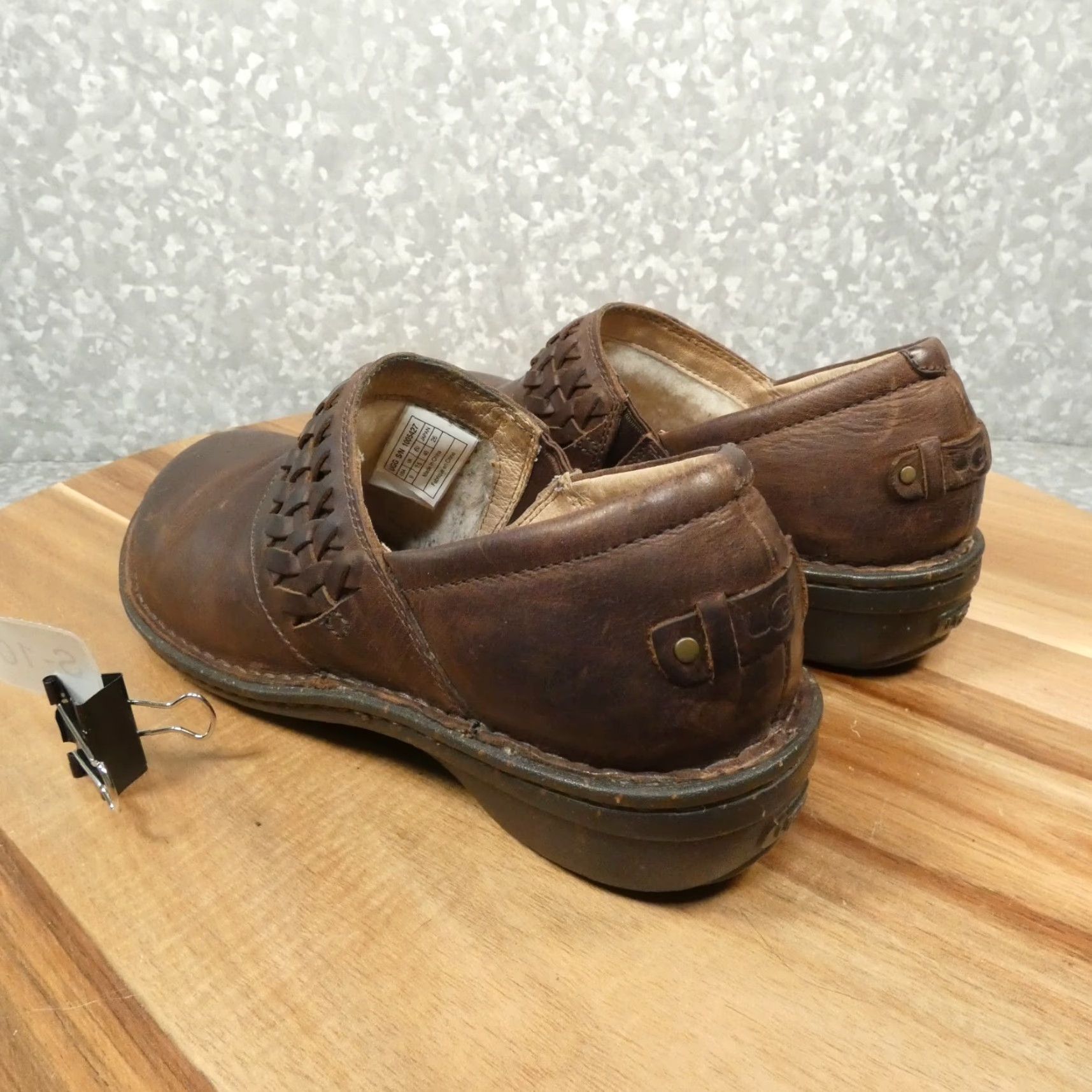 Ugg UGG Clogs Womens 9 Anila Brown Leather Block Heel Mules Fleece Lined 1005427 Size M / US 6-8 / IT 42-44 - 5 Thumbnail