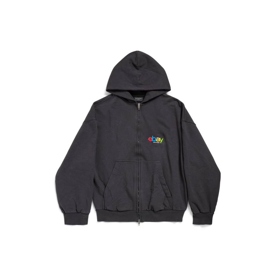 Balenciaga × eBay o1s1rm0825 Ebay Zip-Up Hoodie Regular Fit in Black Size US XS / EU 42 / 0 - 1 Thumbnail