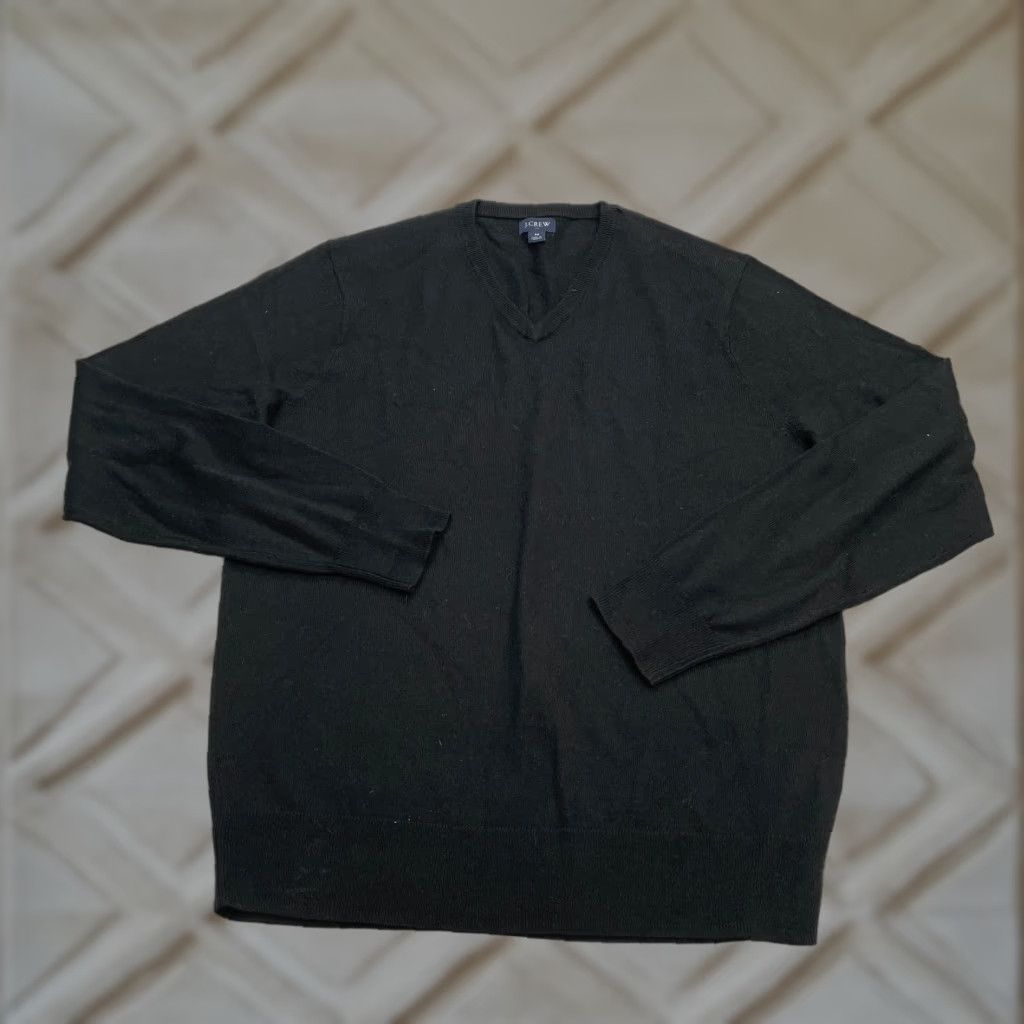J.CREW Sweater Mens Medium Black Knit Wool Acrylic Pullover Classic