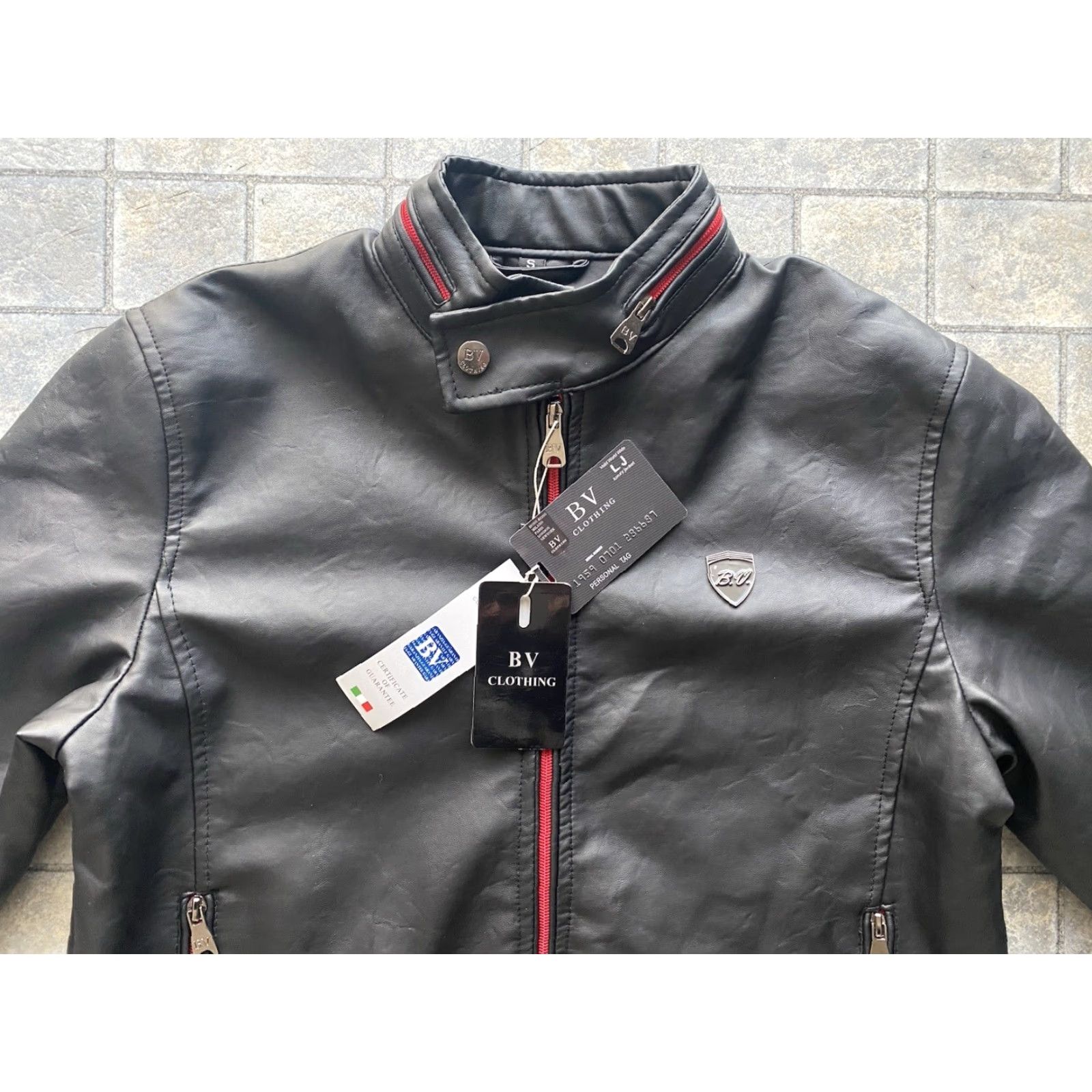 Vintage BV clothing Black Faux Leather Jacket Men's S Motorcycle Jacket NWT Black Faux Leather Jacket Size S NWT Size US S / EU 44-46 / 1 - 4 Thumbnail