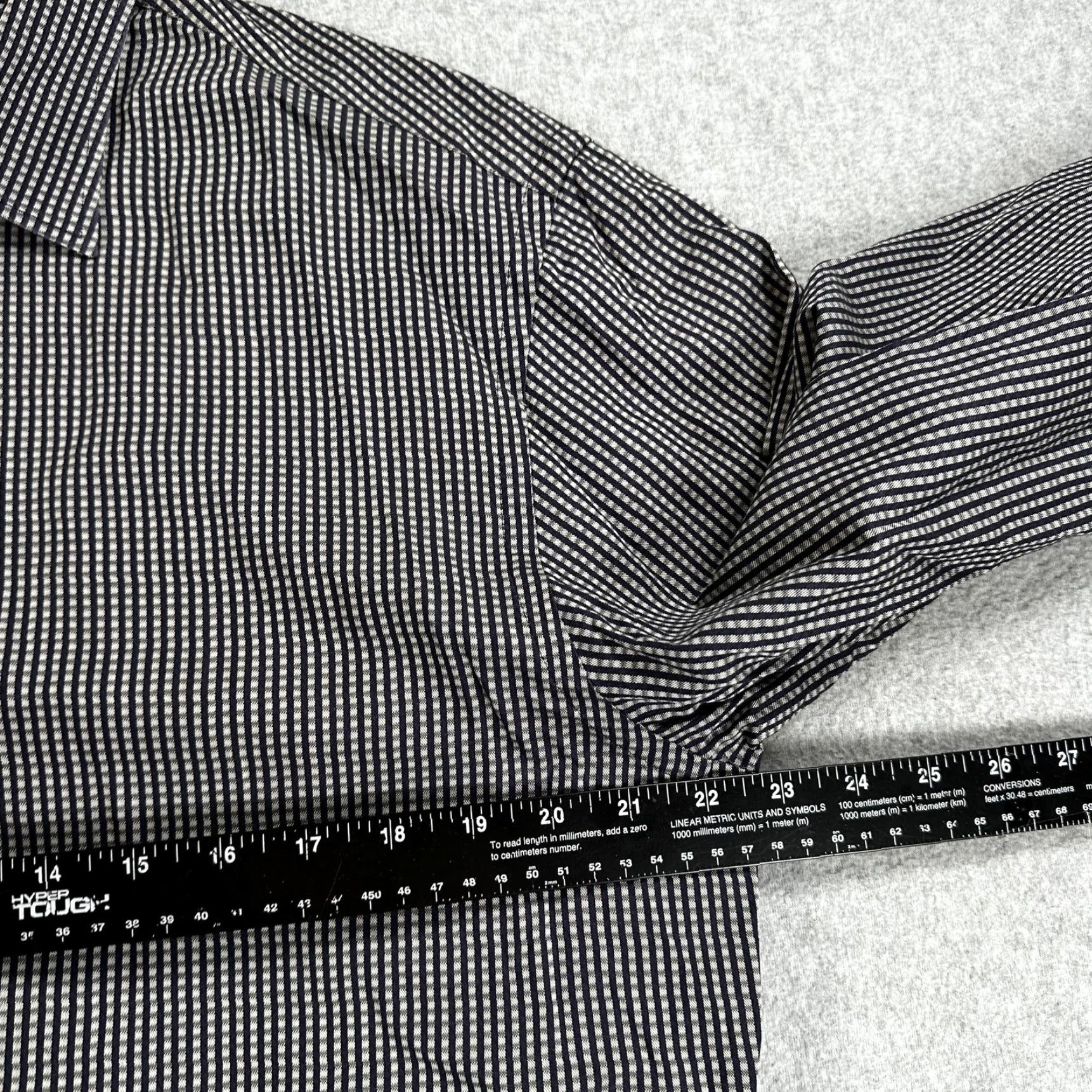 Armani Armani Collezioni Dress Shirt Mens XL Blue Striped 100% Cotton Long Sleeve Button Front Classic Fit for Business Size 46R - 6 Thumbnail