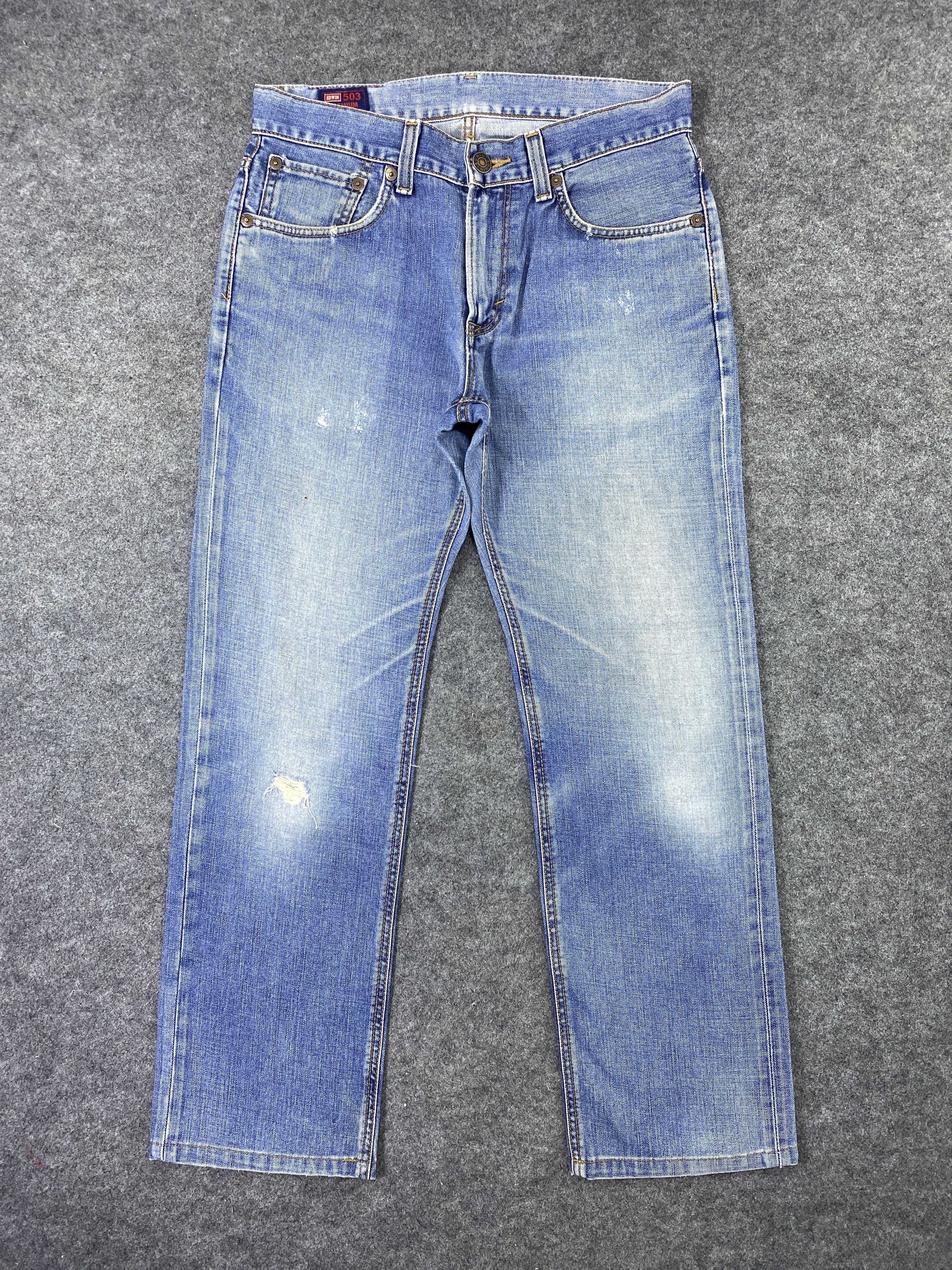 Edwin Edwin 503zz Distress Blue Wash Jeans - J970 Size US 34 / EU 50 - 1 Thumbnail