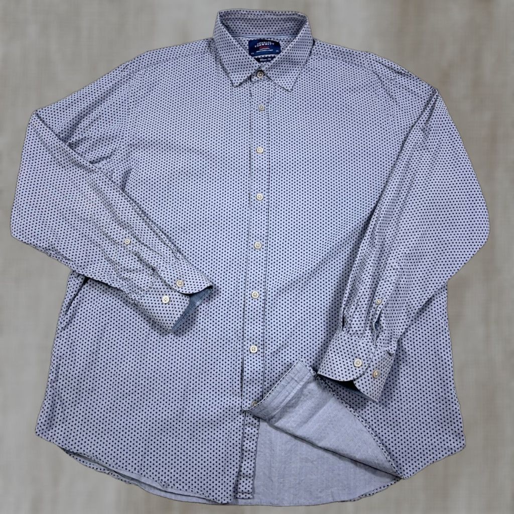 Charles Tyrwhitt Charles Tyrwhitt Shirt Men XL Gray Blue Weekend Button Up Classic Fit Polka Dot Size US XL / EU 56 / 4 - 1 Thumbnail