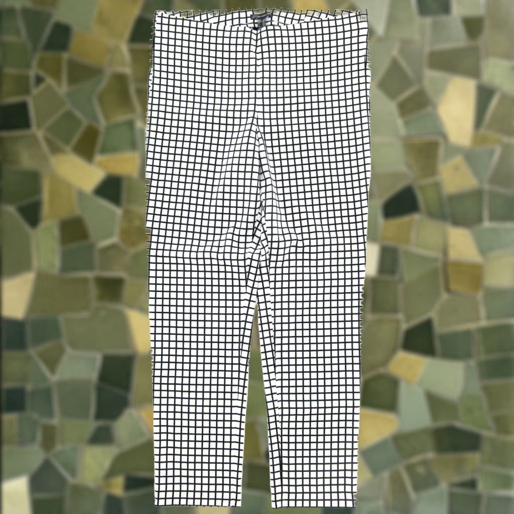 Adrianna Papell Adrianna Papell Pants Plaid Pull On NWT Black White Jacquard Stretch 14 Women Size 36" / US 14 / IT 50 - 1 Thumbnail