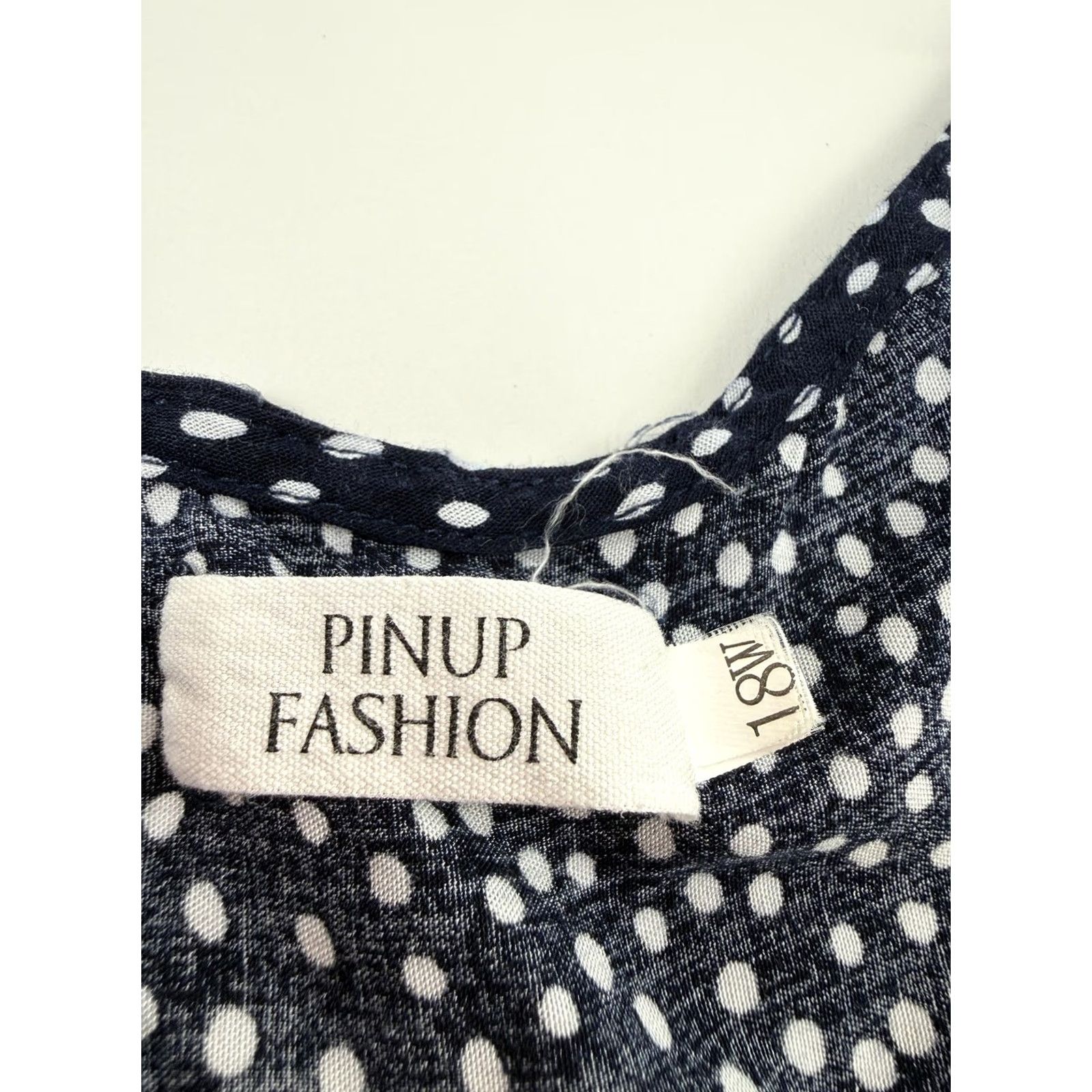 Vintage VINTAGE PINUP FASHION Dress Womens 18W Blue Polka Dot V Neck Fit & Flare Knee Length Size XXL / US 16-18 / IT 52-54 - 4 Thumbnail