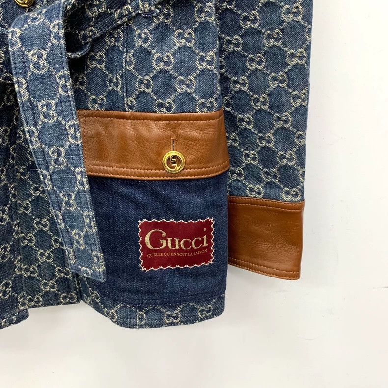 Gucci Gucci Dark blue logo jacquad full print cotton lapel singl Size S / US 4 / IT 40 - 4 Thumbnail