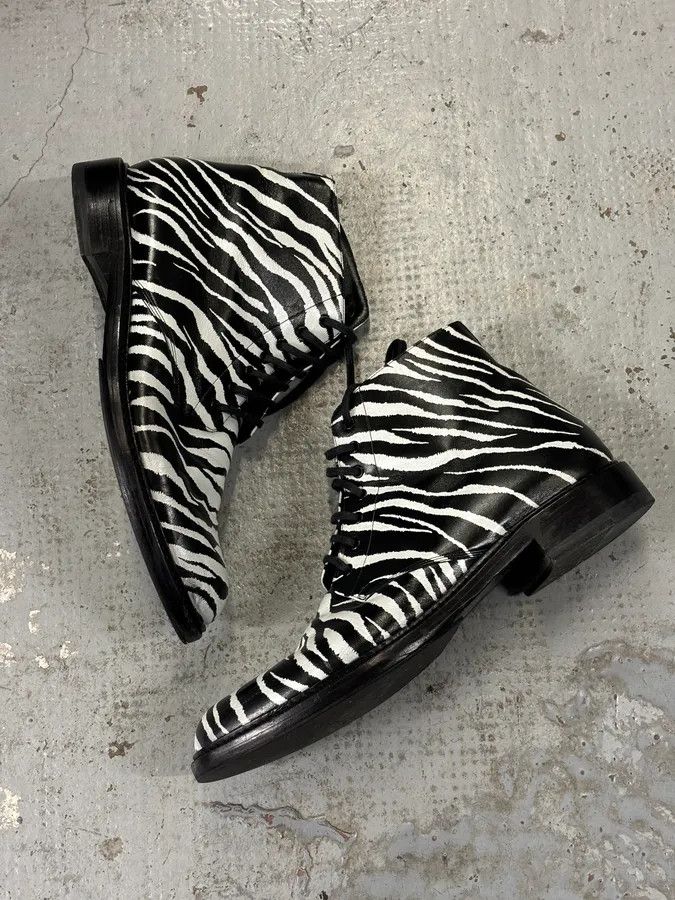 Saint Laurent Paris SS2014 Saint Laurent Black Zebra Leather Boots by Hedi Slimane Size US 8 / EU 41 - 7 Thumbnail