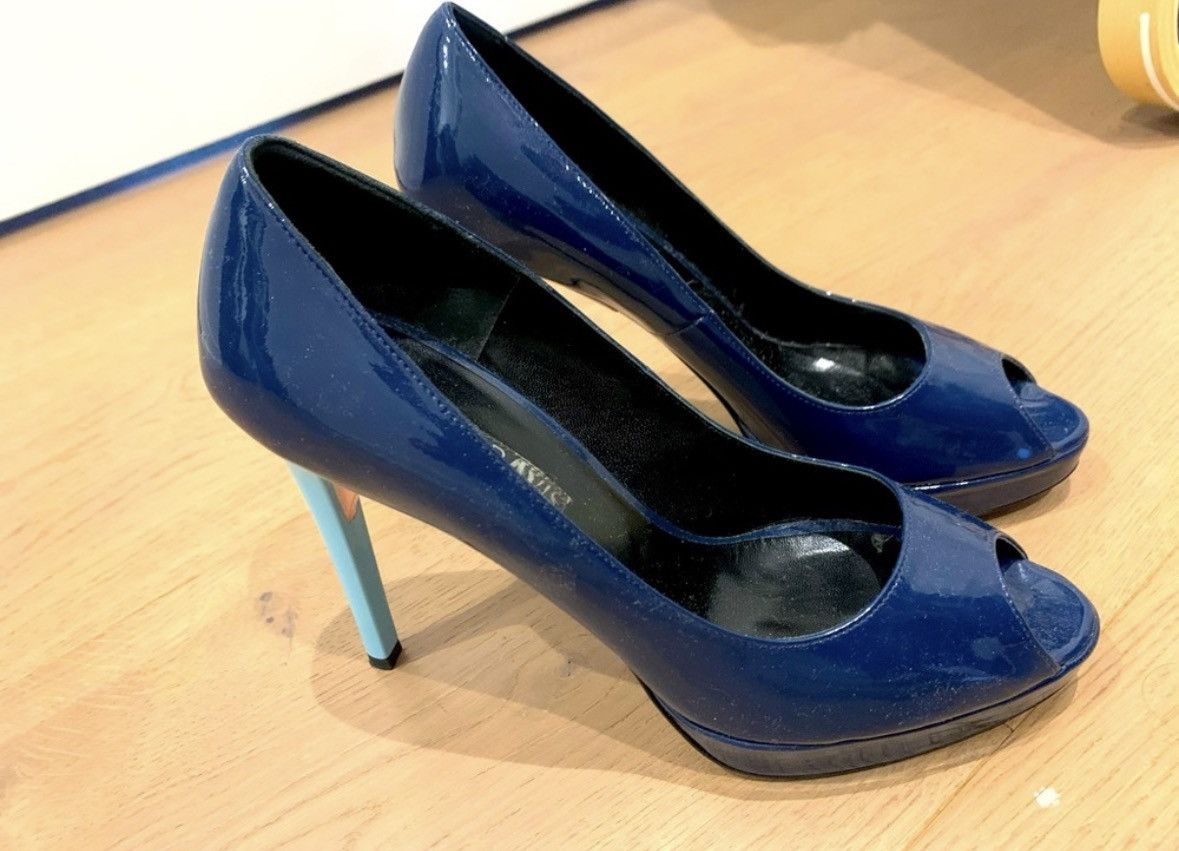 Other Ruthie Davis Patent Navy Blue Heels Size US 7.5 / IT 37.5 - 3 Thumbnail