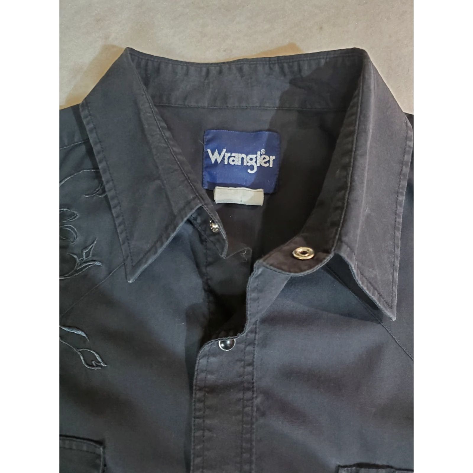 Wrangler Wrangler Western Pearl Snap Shirt Long Sleeve Embroidered Black Size Lg Men Cowboy Button-Up Cotton Blend Classic Size US L / EU 52-54 / 3 - 4 Thumbnail