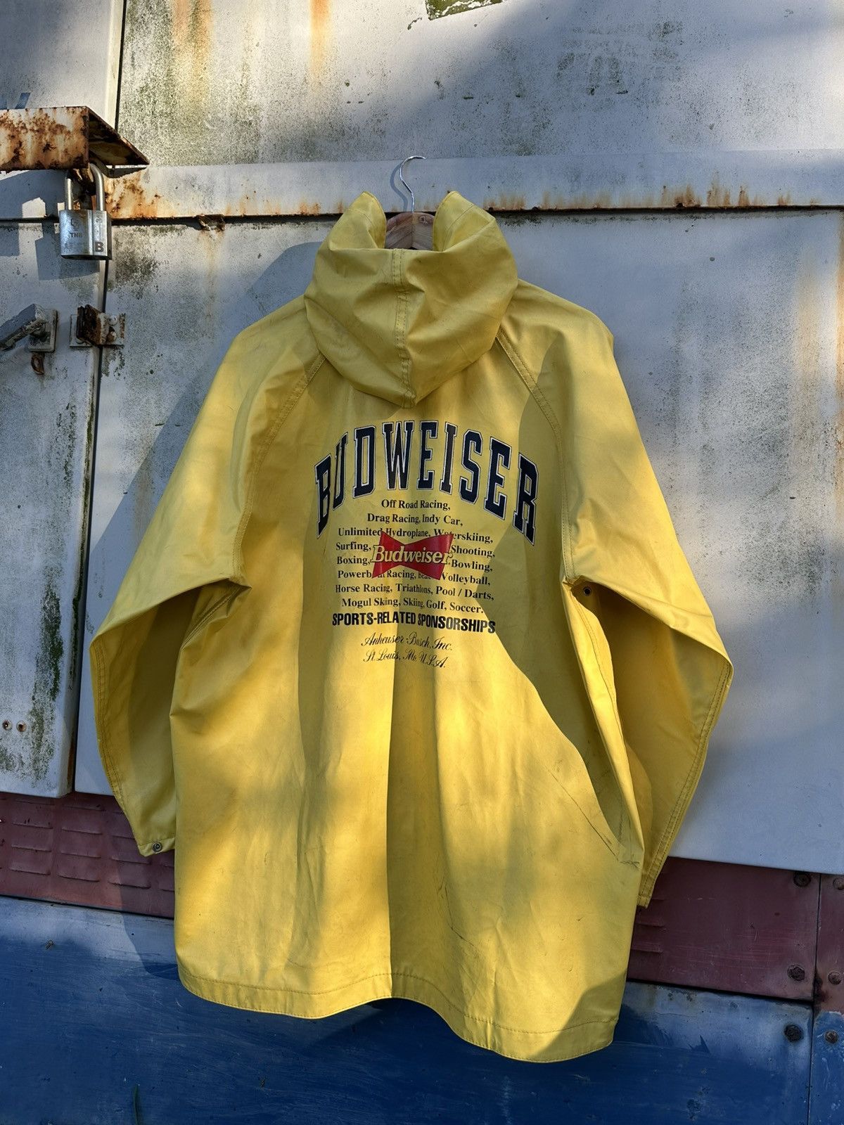 Budweiser 👹Vintage Budweiser Reversible Waterproof Long Rain Jacket Size US L / EU 52-54 / 3 - 10 Thumbnail