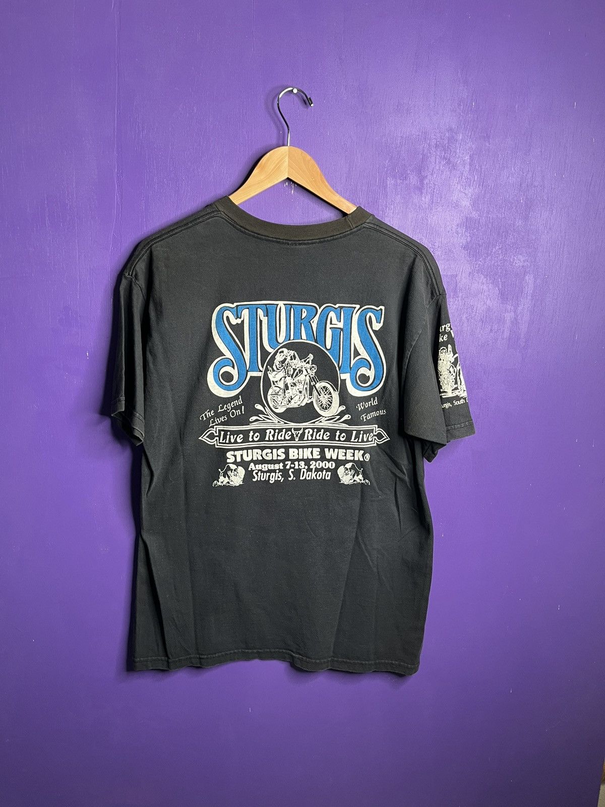 Harley Davidson × Vintage Vintage 2000 sturgis bike week chalk t-shirt Size US L / EU 52-54 / 3 - 2 Thumbnail